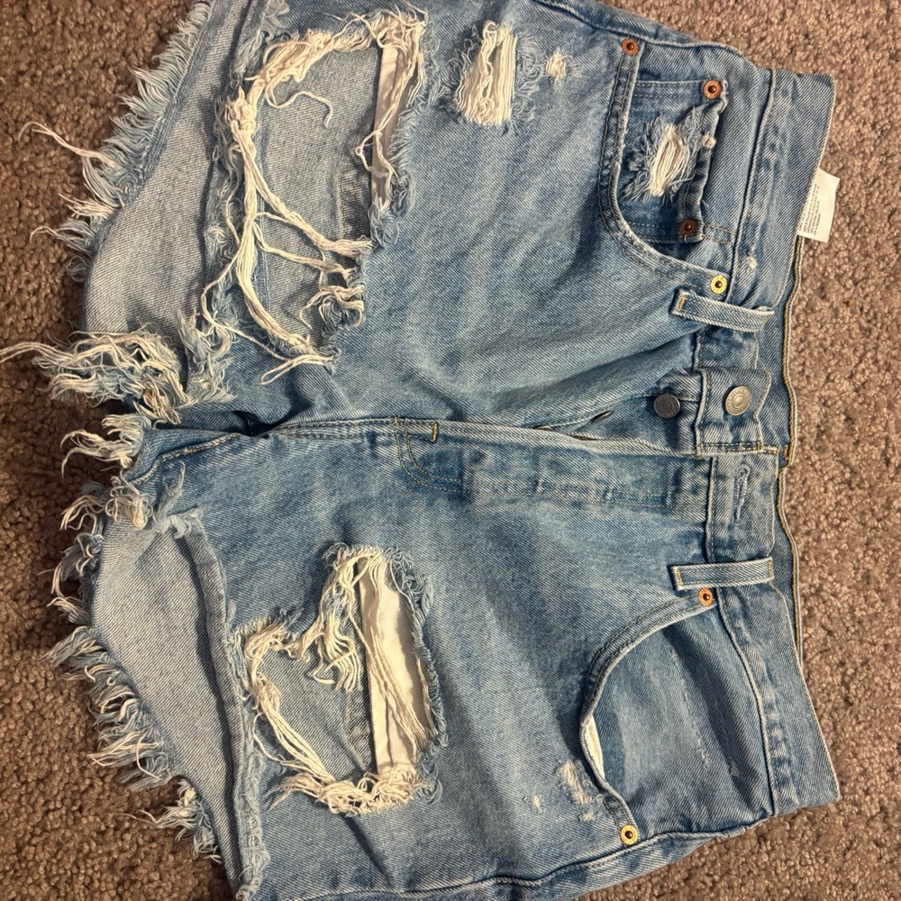 Levi's Light Blue Distressed Jean Shorts